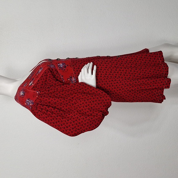 Free People "NEW" Red Wonderland Floral Print Boho Romantic Mini Dress Size XS - Picture 10 of 16